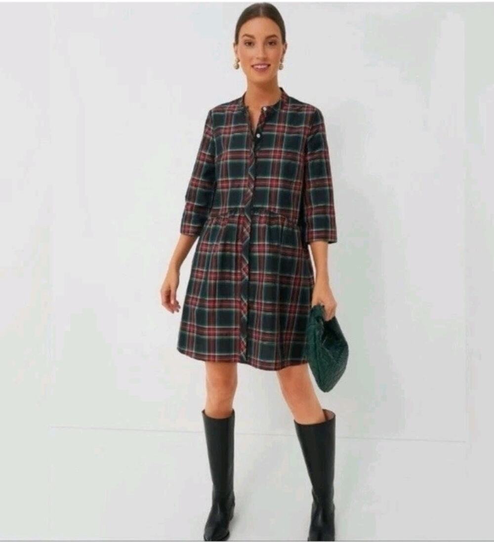 Tuckernuck Dress XS Highland Tartan Plaid Royal Shirt Dress Preppy Holiday